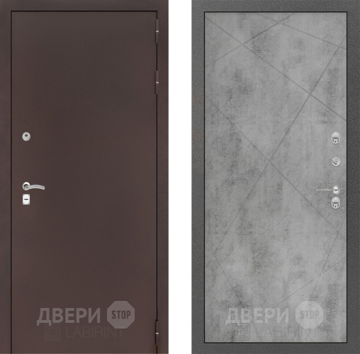 Входная металлическая Дверь Лабиринт (LABIRINT) Classic антик медь 24 Бетон светлый в Жуковский