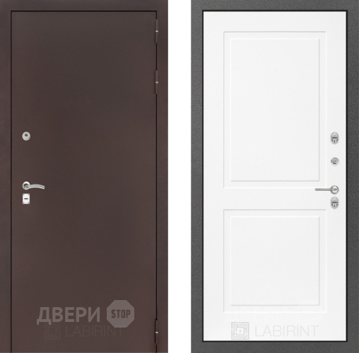 Входная металлическая Дверь Лабиринт (LABIRINT) Classic антик медь 11 Белый софт в Жуковский
