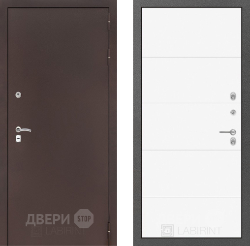 Входная металлическая Дверь Лабиринт (LABIRINT) Classic антик медь 13 Белый софт в Жуковский