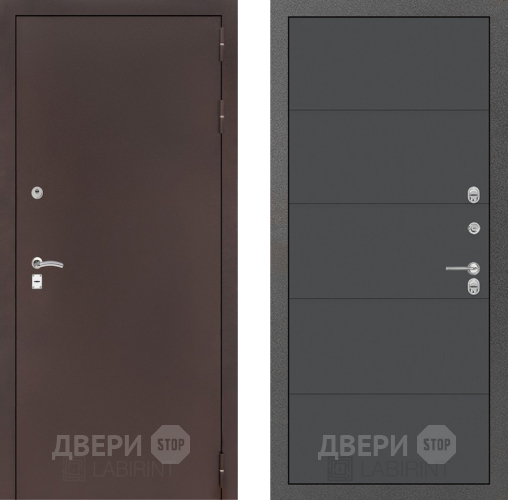 Входная металлическая Дверь Лабиринт (LABIRINT) Classic антик медь 13 Графит софт в Жуковский