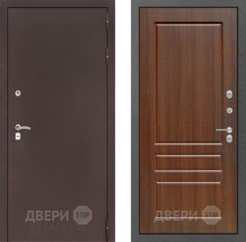 Входная металлическая Дверь Лабиринт (LABIRINT) Classic антик медь 03 Орех бренди в Жуковский