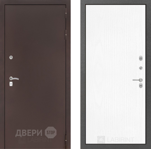 Входная металлическая Дверь Лабиринт (LABIRINT) Classic антик медь 07 Белое дерево в Жуковский