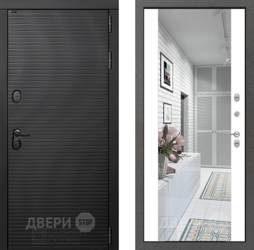 Входная металлическая Дверь Лабиринт (LABIRINT) Вулкано Зеркало Максимум Белый софт в Жуковский