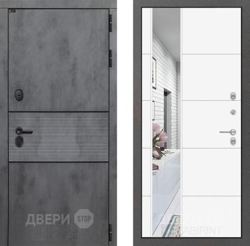 Дверь Лабиринт (LABIRINT) Инфинити Зеркало 19 Белый софт в Жуковский