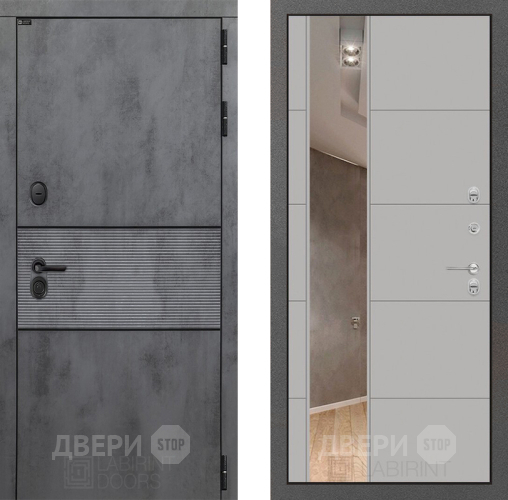 Входная металлическая Дверь Лабиринт (LABIRINT) Инфинити Зеркало 19 Грей софт в Жуковский