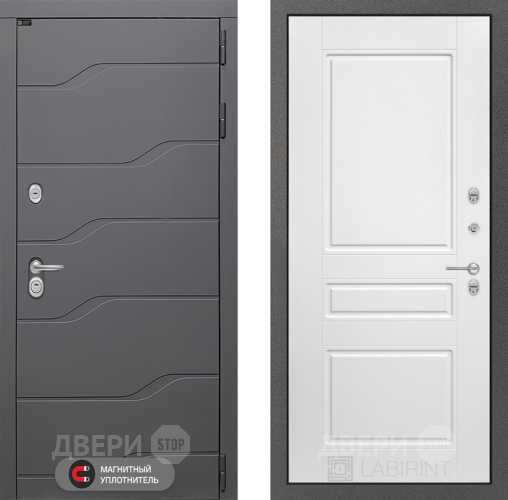 Входная металлическая Дверь Лабиринт (LABIRINT) Ривер 03 Белый софт в Жуковский