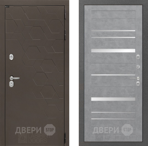 Входная металлическая Дверь Лабиринт (LABIRINT) Смоки 20 Бетон светлый в Жуковский