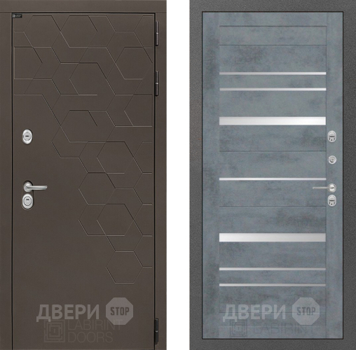 Входная металлическая Дверь Лабиринт (LABIRINT) Смоки 20 Бетон темный в Жуковский