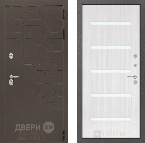 Входная металлическая Дверь Лабиринт (LABIRINT) Смоки 01 Сандал белый в Жуковский