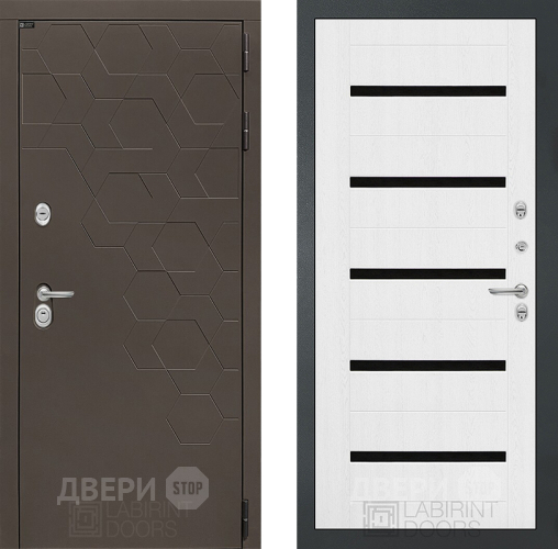 Входная металлическая Дверь Лабиринт (LABIRINT) Смоки 01 Белое дерево в Жуковский