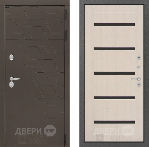 Входная металлическая Дверь Лабиринт (LABIRINT) Смоки 01 Беленый дуб в Жуковский