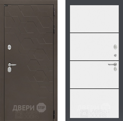 Входная металлическая Дверь Лабиринт (LABIRINT) Смоки 25 Белый софт в Жуковский
