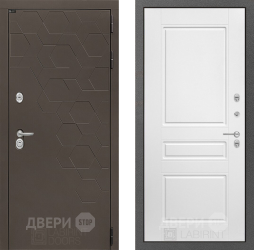 Входная металлическая Дверь Лабиринт (LABIRINT) Смоки 03 Белый софт в Жуковский
