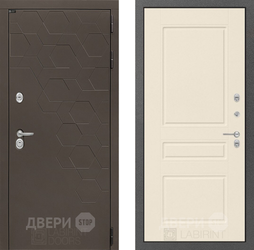 Входная металлическая Дверь Лабиринт (LABIRINT) Смоки 03 Крем софт в Жуковский