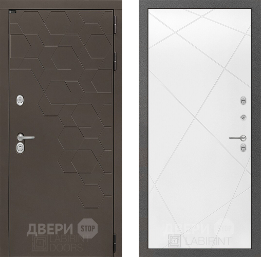 Входная металлическая Дверь Лабиринт (LABIRINT) Смоки 24 Белый софт в Жуковский