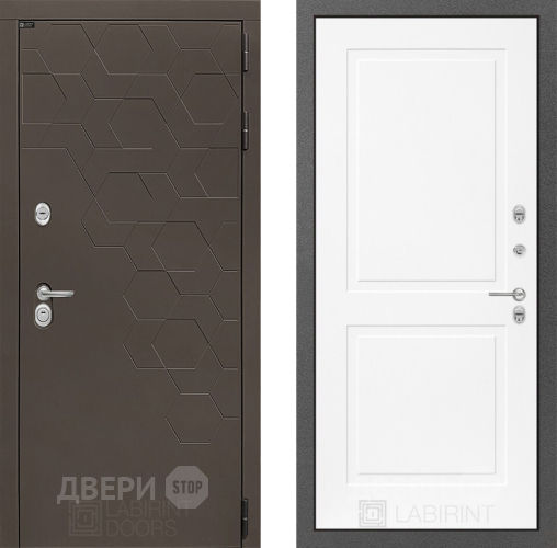 Входная металлическая Дверь Лабиринт (LABIRINT) Смоки 11 Белый софт в Жуковский
