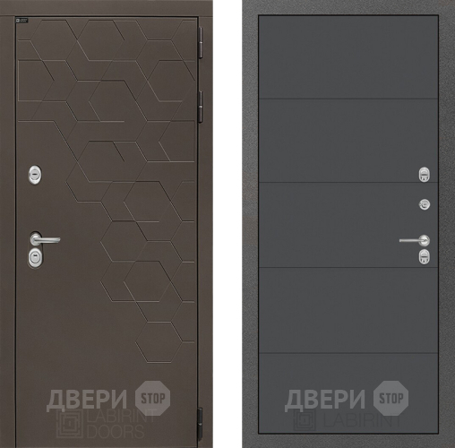 Входная металлическая Дверь Лабиринт (LABIRINT) Смоки 13 Графит софт в Жуковский