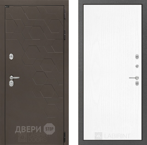 Входная металлическая Дверь Лабиринт (LABIRINT) Смоки 07 Белое дерево в Жуковский