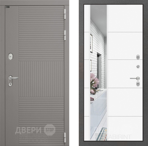 Входная металлическая Дверь Лабиринт (LABIRINT) Формо Зеркало 19 Белый софт в Жуковский