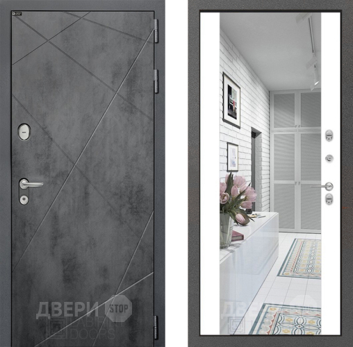 Входная металлическая Дверь Лабиринт (LABIRINT) Лофт Зеркало Максимум Белый софт в Жуковский