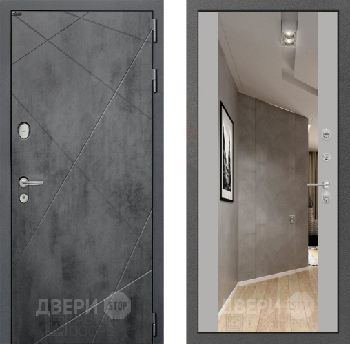 Входная металлическая Дверь Лабиринт (LABIRINT) Лофт Зеркало Максимум Грей софт в Жуковский