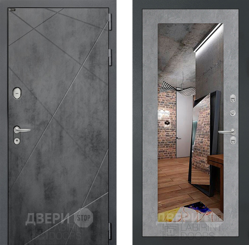 Дверь Лабиринт (LABIRINT) Лофт Зеркало 18 Бетон светлый в Жуковский