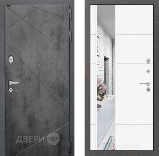 Входная металлическая Дверь Лабиринт (LABIRINT) Лофт Зеркало 19 Белый софт в Жуковский