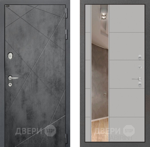 Входная металлическая Дверь Лабиринт (LABIRINT) Лофт Зеркало 19 Грей софт в Жуковский