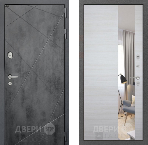Входная металлическая Дверь Лабиринт (LABIRINT) Лофт Зеркало Акация светлая в Жуковский