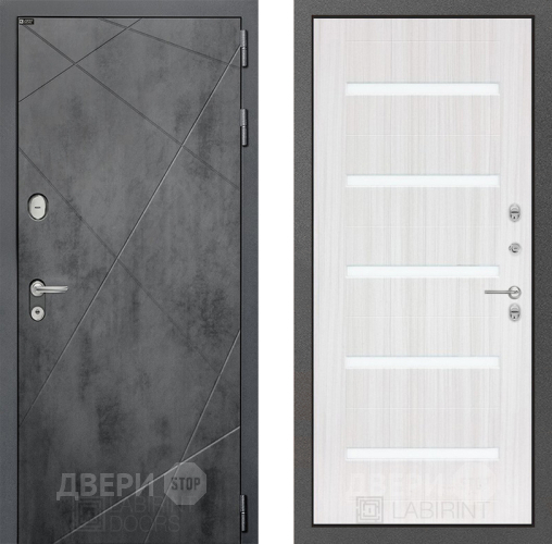 Входная металлическая Дверь Лабиринт (LABIRINT) Лофт 01 Сандал белый в Жуковский