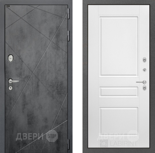 Входная металлическая Дверь Лабиринт (LABIRINT) Лофт 03 Белый софт в Жуковский