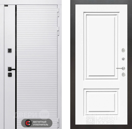 Входная металлическая Дверь Лабиринт (LABIRINT) Royal 26 Белый (RAL-9003) в Жуковский