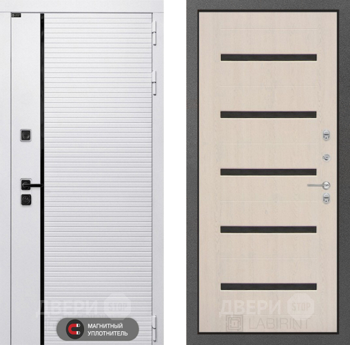 Входная металлическая Дверь Лабиринт (LABIRINT) Royal 01 Беленый дуб в Жуковский