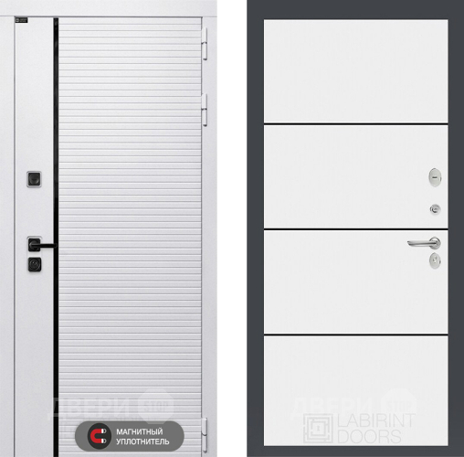 Входная металлическая Дверь Лабиринт (LABIRINT) Royal 25 Белый софт в Жуковский