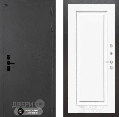 Входная металлическая Дверь Лабиринт (LABIRINT) Acustic 27 Белый (RAL-9003) в Жуковский