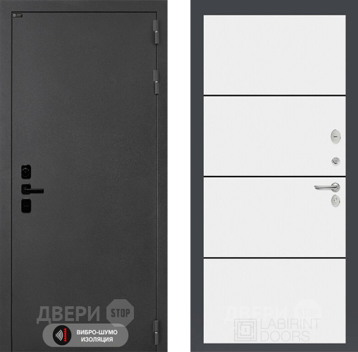 Входная металлическая Дверь Лабиринт (LABIRINT) Acustic 25 Белый софт в Жуковский
