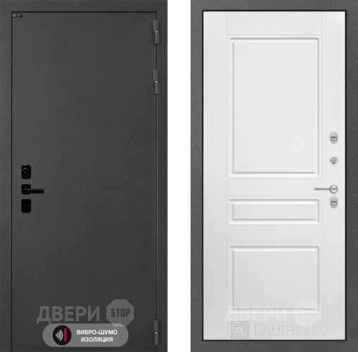 Входная металлическая Дверь Лабиринт (LABIRINT) Acustic 03 Белый софт в Жуковский