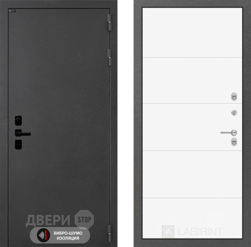 Входная металлическая Дверь Лабиринт (LABIRINT) Acustic 13 Белый софт в Жуковский