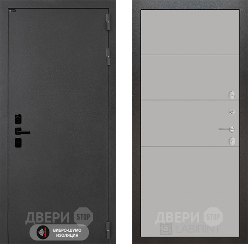 Входная металлическая Дверь Лабиринт (LABIRINT) Acustic 13 Грей софт в Жуковский