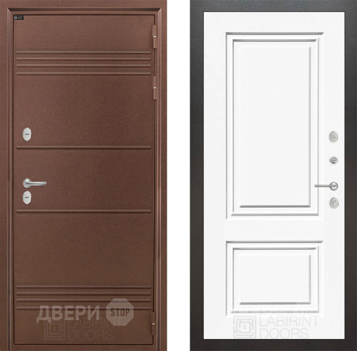 Входная металлическая Дверь Лабиринт (LABIRINT) Термо Лайт 26 Белый (RAL-9003) в Жуковский