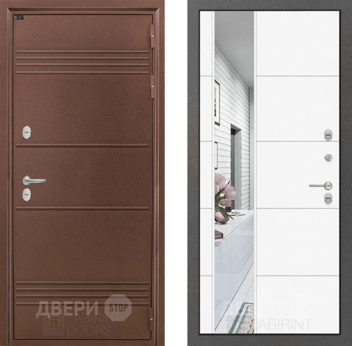 Дверь Лабиринт (LABIRINT) Термо Лайт Зеркало 19 Белый софт в Жуковский
