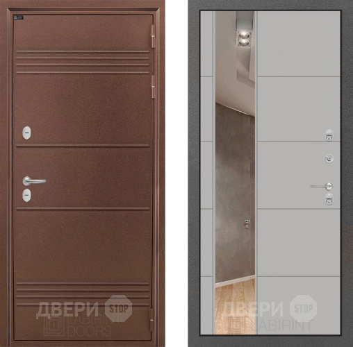 Входная металлическая Дверь Лабиринт (LABIRINT) Термо Лайт Зеркало 19 Грей софт в Жуковский