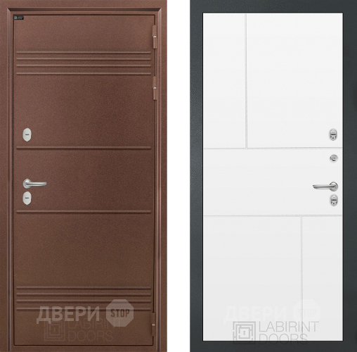 Входная металлическая Дверь Лабиринт (LABIRINT) Термо Лайт 21 Белый софт в Жуковский