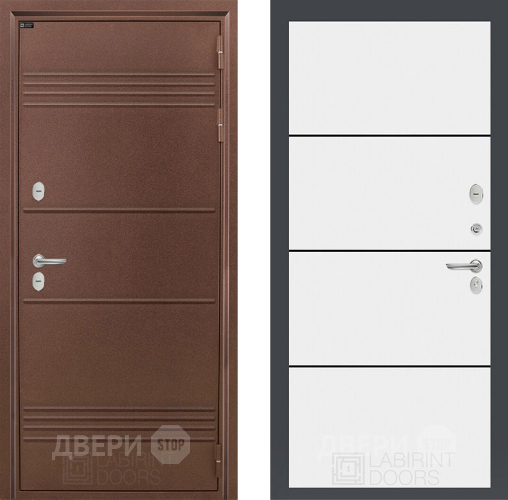 Входная металлическая Дверь Лабиринт (LABIRINT) Термо Лайт 25 Белый софт в Жуковский
