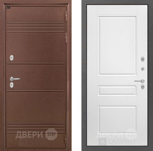 Входная металлическая Дверь Лабиринт (LABIRINT) Термо Лайт 03 Белый софт в Жуковский
