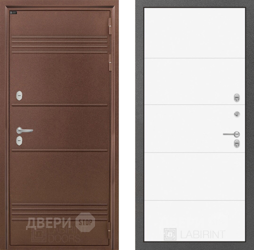 Входная металлическая Дверь Лабиринт (LABIRINT) Термо Лайт 13 Белый софт в Жуковский
