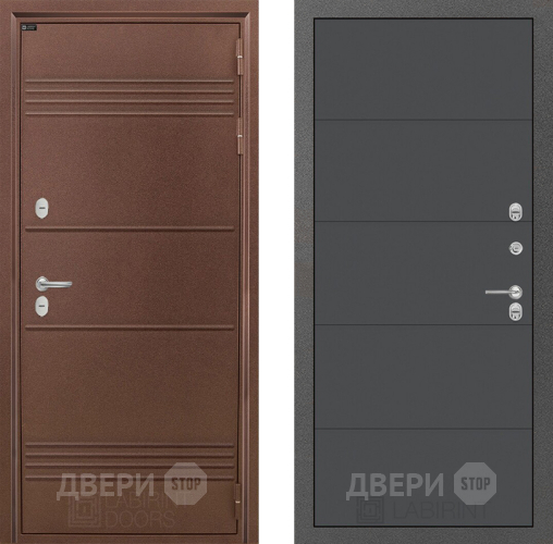 Входная металлическая Дверь Лабиринт (LABIRINT) Термо Лайт 13 Графит софт в Жуковский
