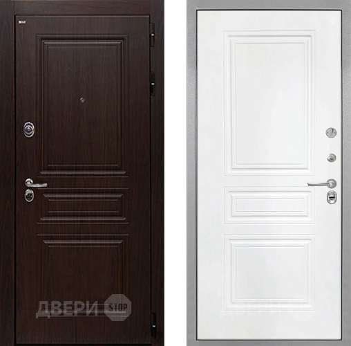Входная металлическая Дверь Интекрон (INTECRON) Брайтон Тиковое Дерево ФЛ-243 Белый матовый в Жуковский