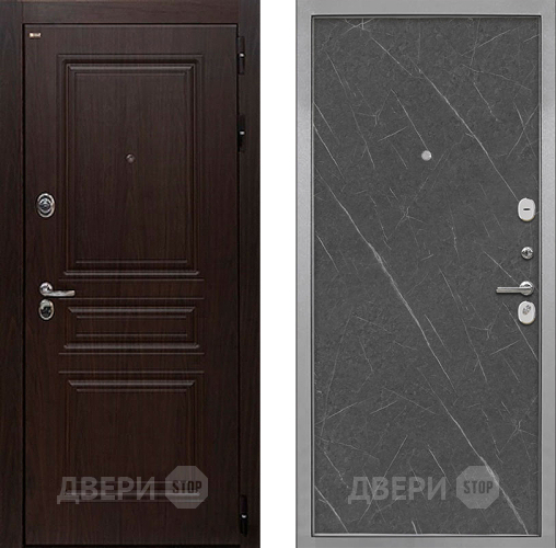 Входная металлическая Дверь Интекрон (INTECRON) Брайтон Тиковое Дерево Гладкая Гранит лава оникс в Жуковский
