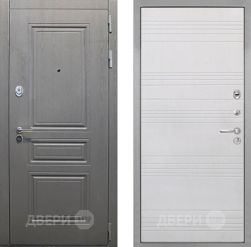 Входная металлическая Дверь Интекрон (INTECRON) Брайтон Графит ФЛ-316 Белый ясень в Жуковский